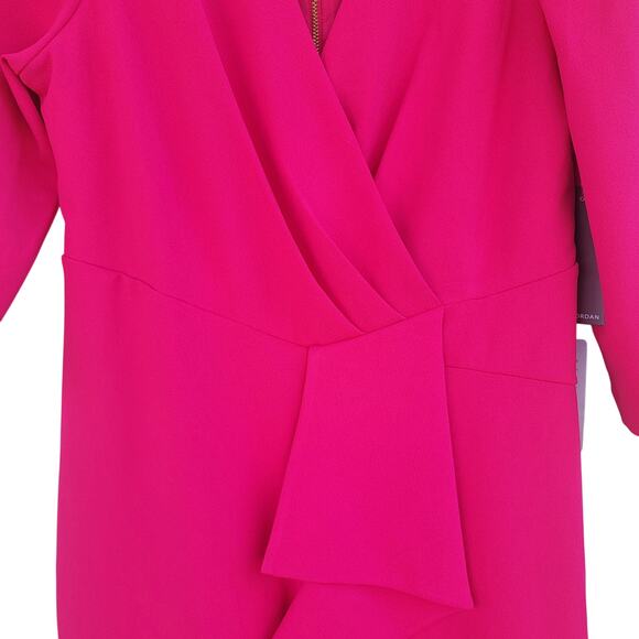JULIA JORDAN 3/4 SLEEVE CASCADE RUFFLE DRESS SIZE 10 DRAGON FRUIT PINK - Picture 5 of 9